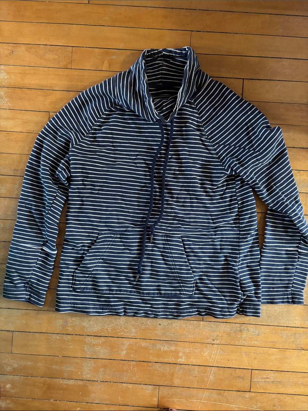 Old Navy Navy and White Striped Crewneck Pullover